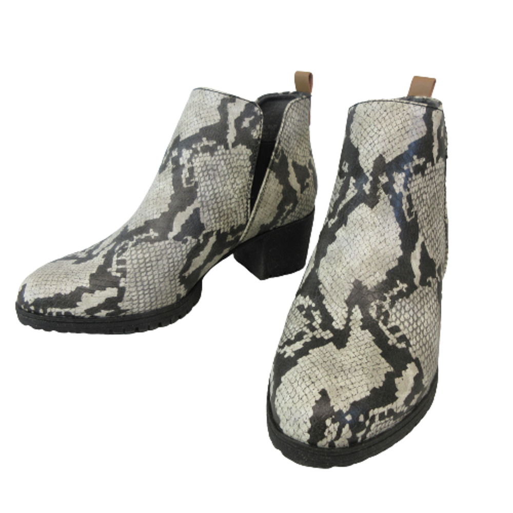 Dr. Scholl's Womens Sz 9 M Chelsea Ankle Boots London Faux Snakeskin Black Ivory